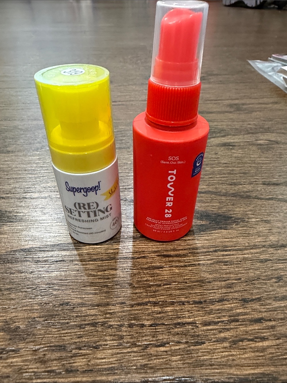 Tower 28 SOS Spray & Supergoop! (RE)Setting Mist Duo - travel friendly